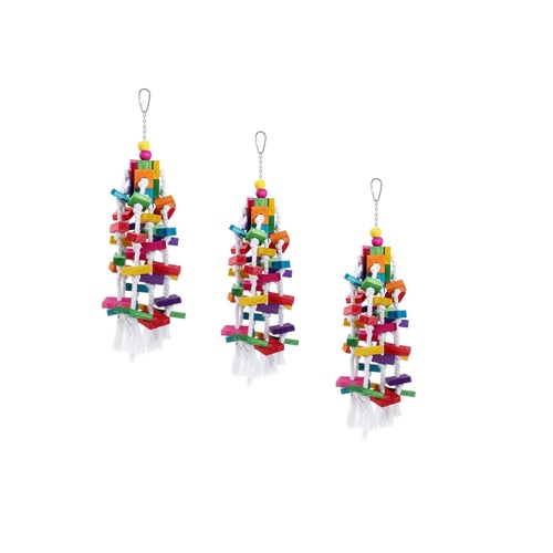 YES4PETS 3 x Large Wood Hanging Swing Bird Parrot Parakeet Cockatiel Budgie Rope Toy