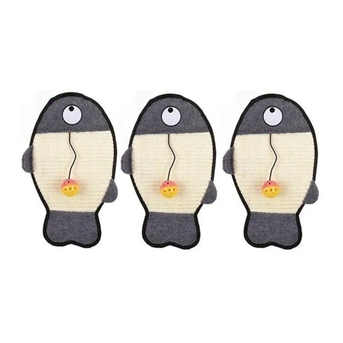 3 x YES4PETS Cat Toy Fish Sisal Scratch Pad with Ball – 38 x 26cm