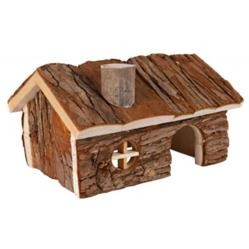 4 X YES4PETS Natural Wooden Hamster Wooden House Small Pet Hideout with Chimney