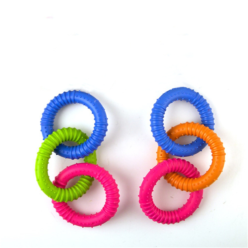 YES4PETS 5 x Small Dog Puppy Rubber Tri Rings Dental Hygiene Chew Play Toy