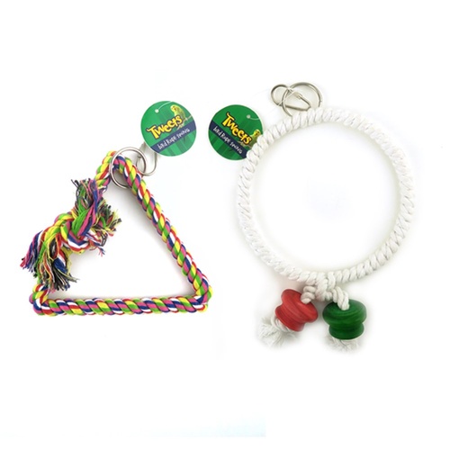 YES4PETS 4 Pieces Small Hanging Swing Bird Parrot Parakeet Cockatiel Budgie Toy