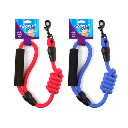 YES4PETS 2 x Padded Handle Dog Puppy Lead 120 cm Length Red or Blue Nylon Rope Lead