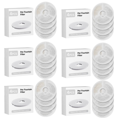YES4PETS 24 x Pet Dog Cat Fountain Filter Replacement Activated Carbon Ion Exchange Resin Triple Filtration System Automatic Water Dispenser W7 W8