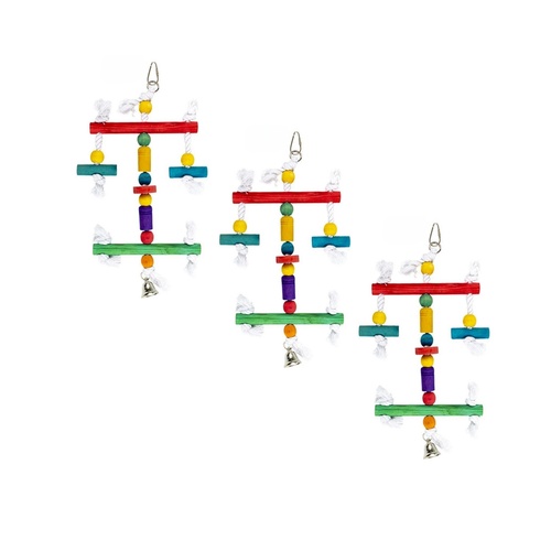 YES4PETS 3 x Wood Small Hanging Swing Bird Parrot Parakeet Cockatiel Budgie Toy