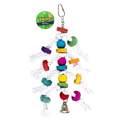 YES4PETS 3 x Wood Small Hanging Swing Bird Parrot Parakeet Cockatiel Budgie Rope Toy