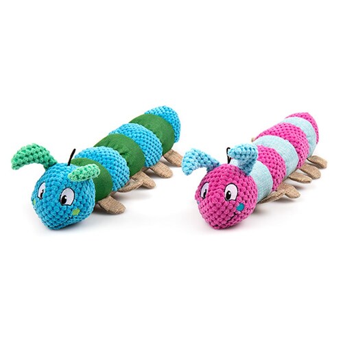 YES4PETS 2 x Pet Puppy Dog Toy Play Animal Plush Toy Soft Squeaky Plush Crinkle Caterpillar Toy