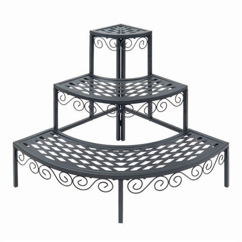 YES4HOMES 3 Tier Metal Plant Stand Corner Quarter Round Flower Pot Planter Display Rack