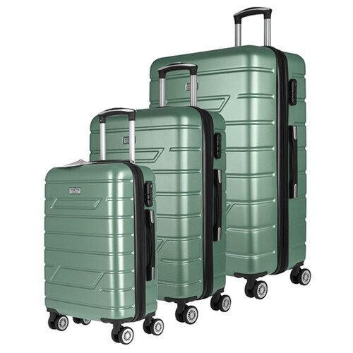 YES4HOMES Expandable ABS Luggage Suitcase Set 3 Code Lock Travel Carry  Bag Trolley Green