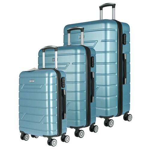 YES4HOMES Expandable ABS Luggage Suitcase Set 3 Code Lock Travel Carry  Bag Trolley Aqua