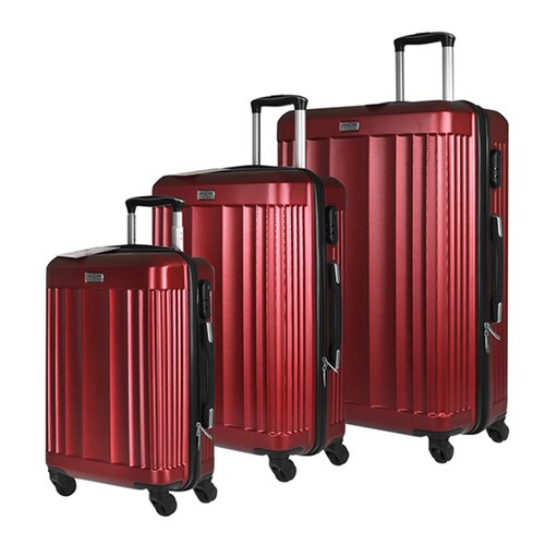 YES4HOMES ABS Luggage Suitcase Set 3 Code Lock Travel Carry  Bag Trolley Red