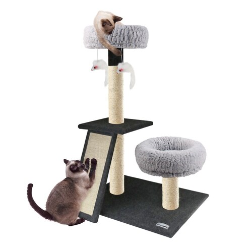 YES4PETS 102 cm Small Cat Scratching Tree Scratcher Post Pole Furniture Gym W Ramp & Lounger