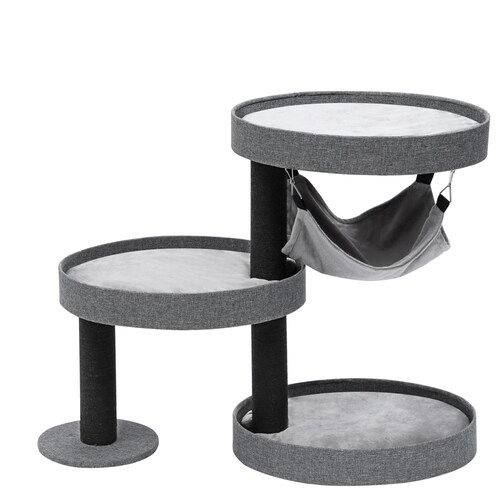 YES4PETS Grey Cat Scratching Tree Scratcher Post Pole Furniture Gym House