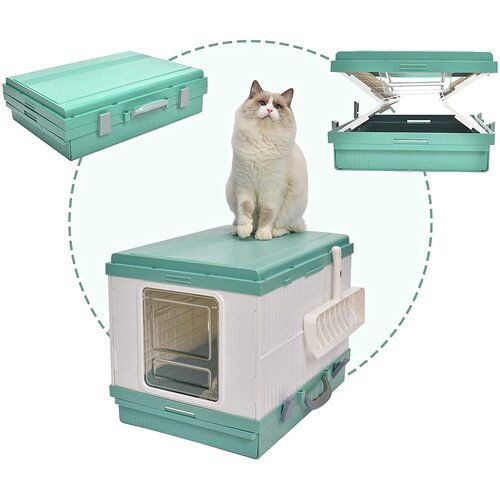 XL Portable Cat Toilet Litter Box Tray Foldable House with Handle and Scoop