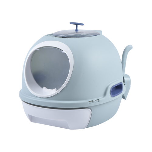 YES4PETS Cat Toilet Litter Box Tray House W Sky window Drawer Photocatalyst Purifier Blue