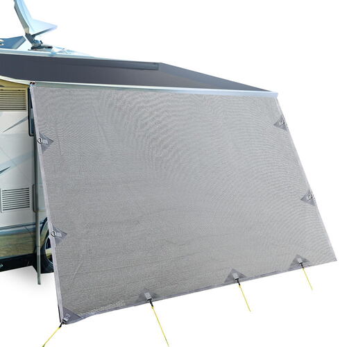Caravan Privacy Screen Roll Out Awning 5.2x1.95M End Wall Side Sun Shade Grey