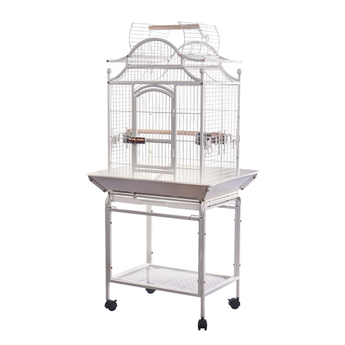 YES4PETS White Large Bird Budgie Cage Parrot Aviary Carrier With Stand & Wheel