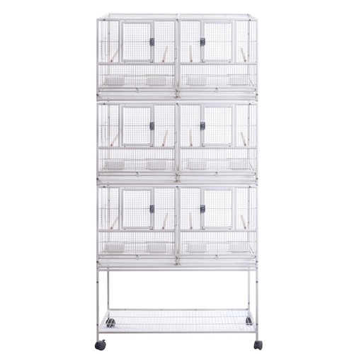 YES4PETS 208cm Stackable White Breeding Bird Budgies Aviary Cage Shelf Wheels