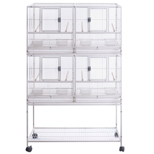 YES4PETS White Breeding Bird Budgies Aviary Cage Shelf Wheels
