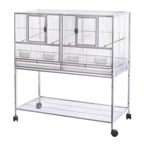 YES4PETS White Breeding Bird Budgies Aviary Cage Shelf Wheels