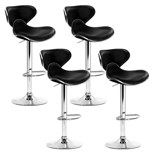Artiss 4x Bar Stools DINO Kitchen Swivel Bar Stool Leather Gas Lift Chairs Black