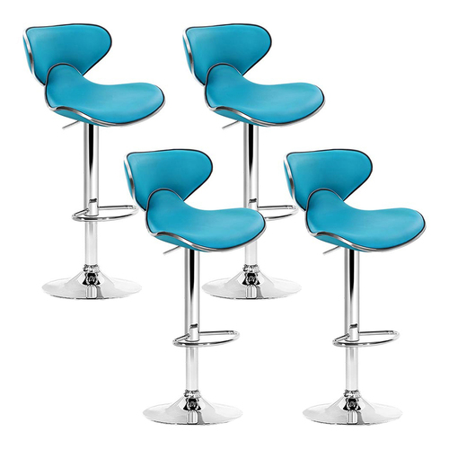 Artiss 4x Kitchen Bar Stools Swivel Bar Stool Leather Gas Lift Chairs Teal