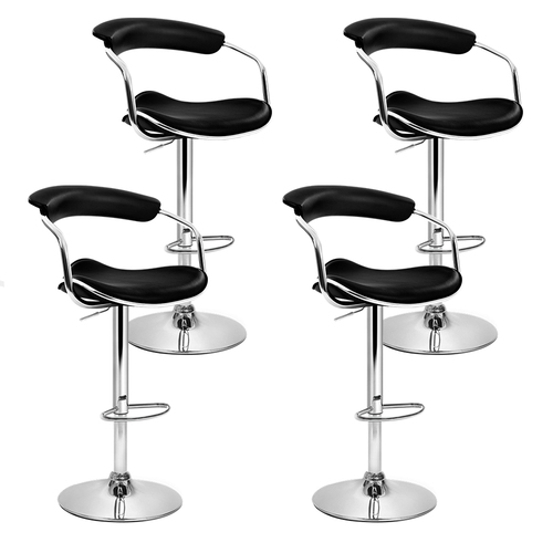 Artiss 4x Leather Bar Stools ADE Kitchen Chairs Swivel Bar Stool Black Gas Lift