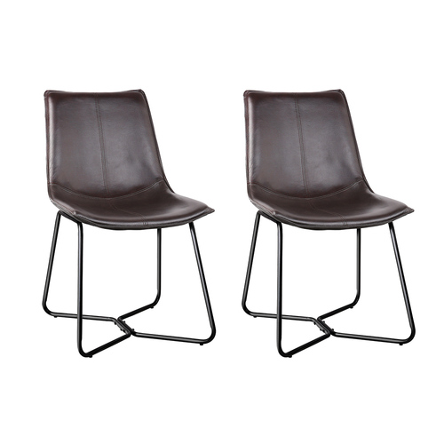 Artiss Set of 2 PU Leather Dining Chair - Walnut