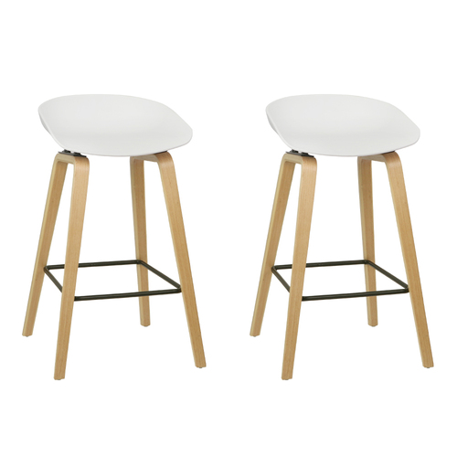 Artiss Set of 2 Wooden Backless Bar Stools - White