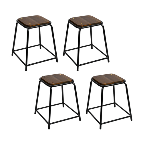 Artiss Set of 4 Pine Wood Bar Stools - Black