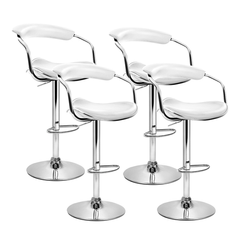 Artiss 4x Leather Bar Stools ADE Kitchen Chairs Swivel Bar Stool White Gas Lift