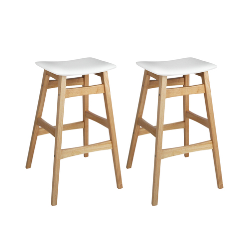 Artiss Set of 2 Wooden and Padded Bar Stools - White