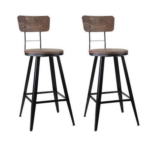 Artiss 2x Vintage Rustic Bar Stools Retro Swivel Bar Stool Industrial Chairs 66cm