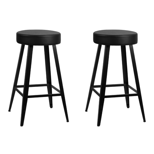 Artiss Set of 2 PU Leather Bar Stools - Black