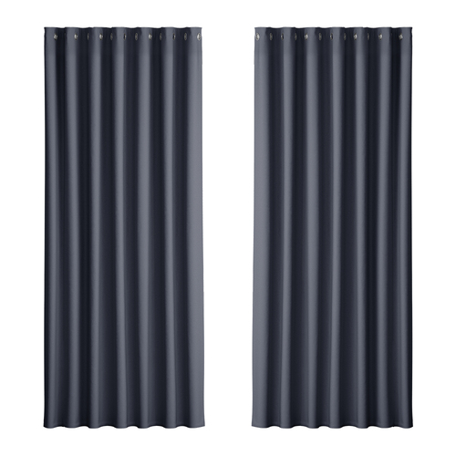 Artiss 2X Blockout Curtains Eyelet 240x230cm Charcoal