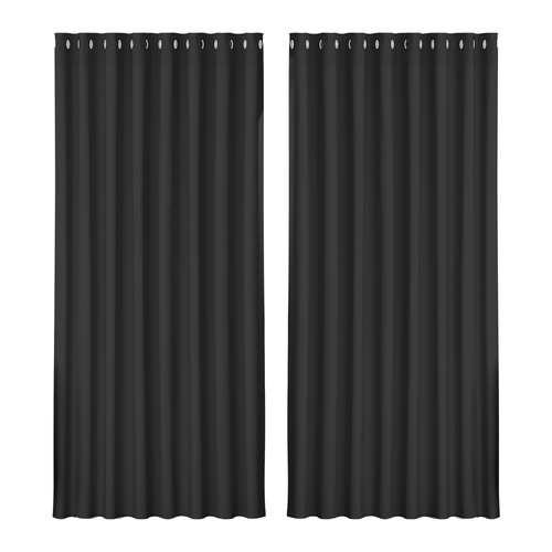 Artiss 2X Blockout Curtains Eyelet 300x230cm Black