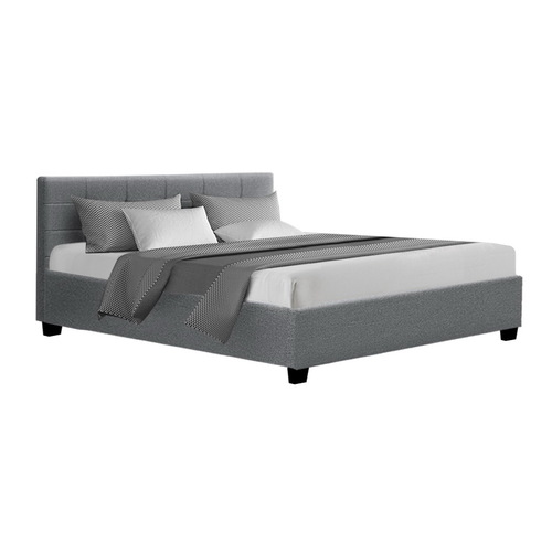 Artiss LISA Queen Size Gas Lift Bed Frame Base With Storage Mattress Grey Fabric