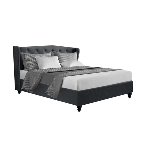 Artiss Double Full Size Bed Frame Base Mattress Platform Fabric Wooden Charcoal PIER