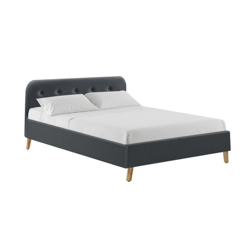 Artiss Double Full Size Bed Frame Base Mattress Fabric Wooden Charcoal POLA