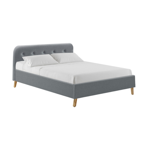 Artiss Double Full Size Bed Frame Base Mattress Fabric Wooden Grey POLA
