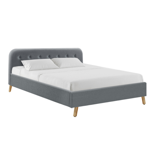 Artiss King Size Bed Frame Base Mattress Fabric Wooden Grey POLA