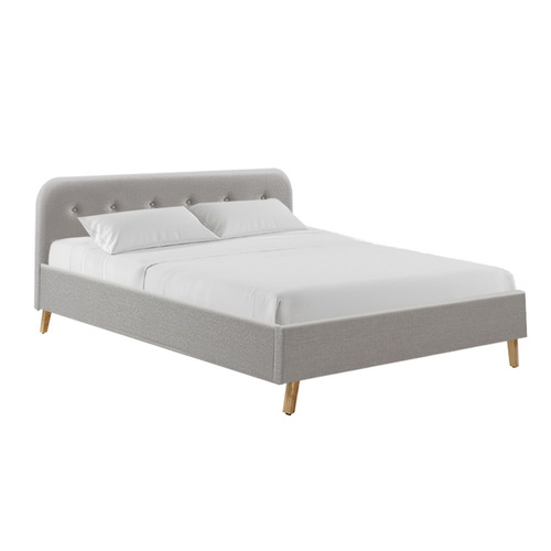 Artiss Queen Size Bed Frame Base Mattress Fabric Wooden Beige POLA