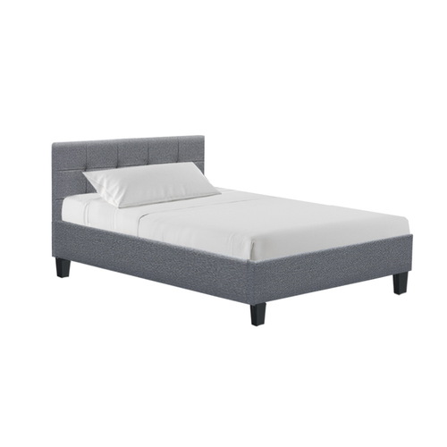 Bed Frame King Single Size Base Mattress Platform Fabric Wooden Grey SOHO