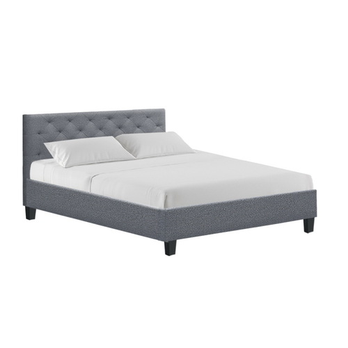Artiss Double Size Fabric Bed Frame  Headboard - Grey