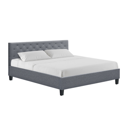 Artiss King Size Bed Frame Base Mattress Platform Fabric Wooden Grey VAN