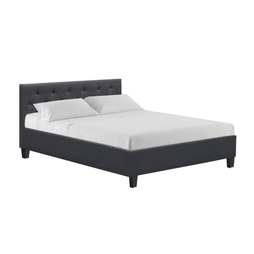 Artiss Double Full Size Bed Frame Base Mattress Fabric Wooden Charcoal VANKE