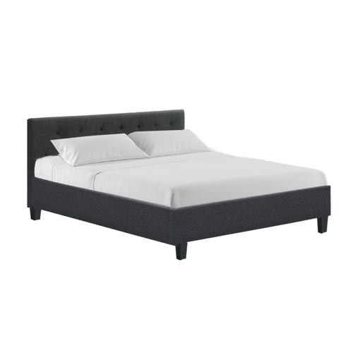 Artiss Bed Frame Queen Size Base Mattress Platform Fabric Wooden Charcoal VANKE