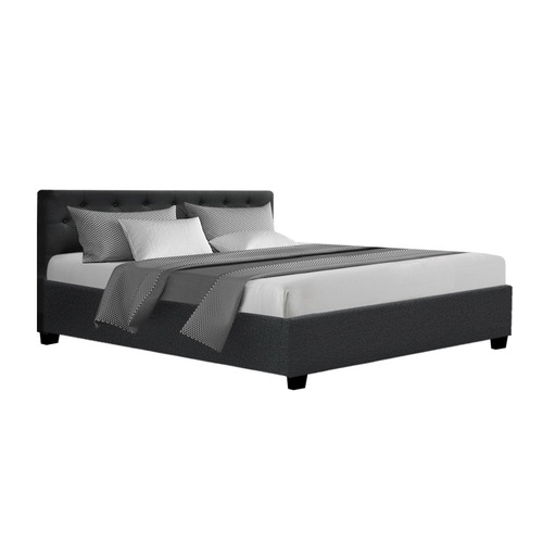 Artiss WARE Queen Size Gas Lift Bed Frame Base With Storage Mattress Charcoal Fabric