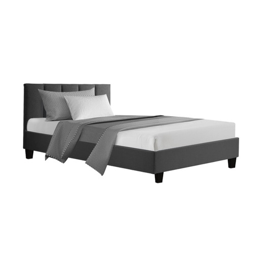 ANNA Bed Frame King Single Size Mattress Base Platform Fabric Wooden Charcoal