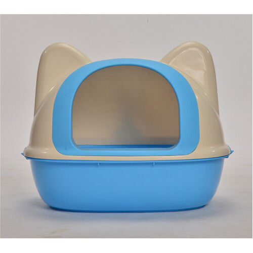 YES4PETS Medium Hooded Cat Toilet Litter Box Tray House With Scoop Blue