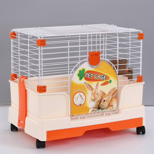 YES4PETS Small Orange Pet Rabbit Cage Guinea Pig Crate Kennel With Potty Tray And Wheel